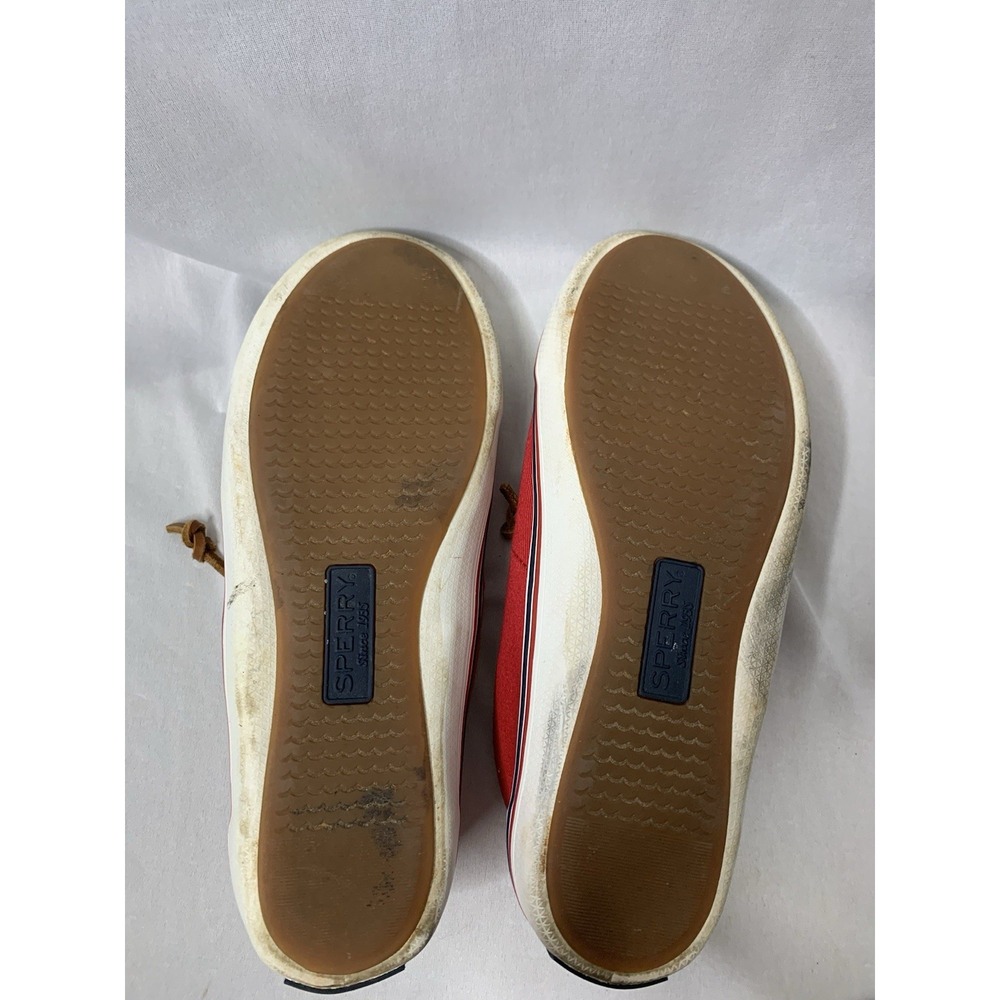 Women's Sz 6 Sperry Top Sider Memory Foam Loafers Red & White‎ Slip On Shoes - Picture 4 of 6
